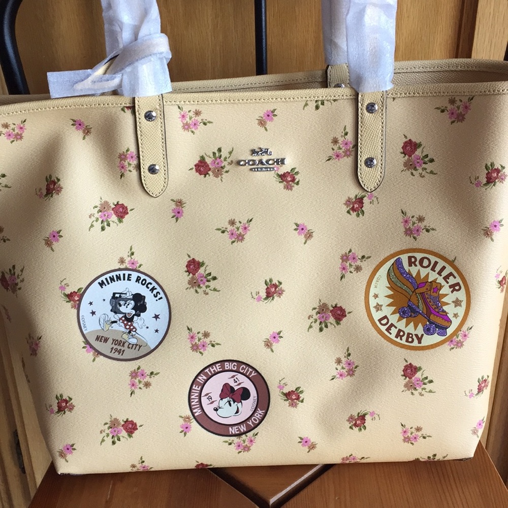 Coach Disney Reversible Floral Tote Minnie Patch